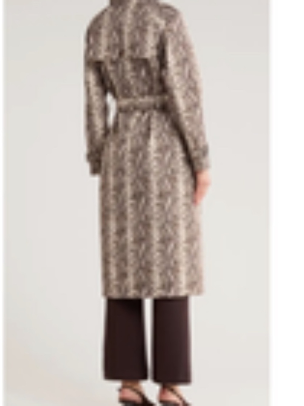 $298 M Women's NWT Rebecca Minkoff Snake Print Belted Trench Coat Brown Beige - Picture 2 of 9